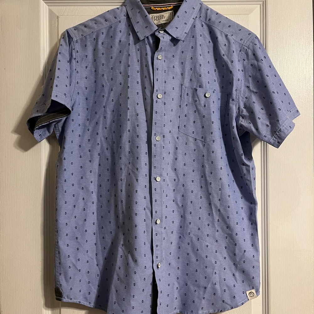 Free Planet Nautical Blue Patterned with Anchors Men's Shirt